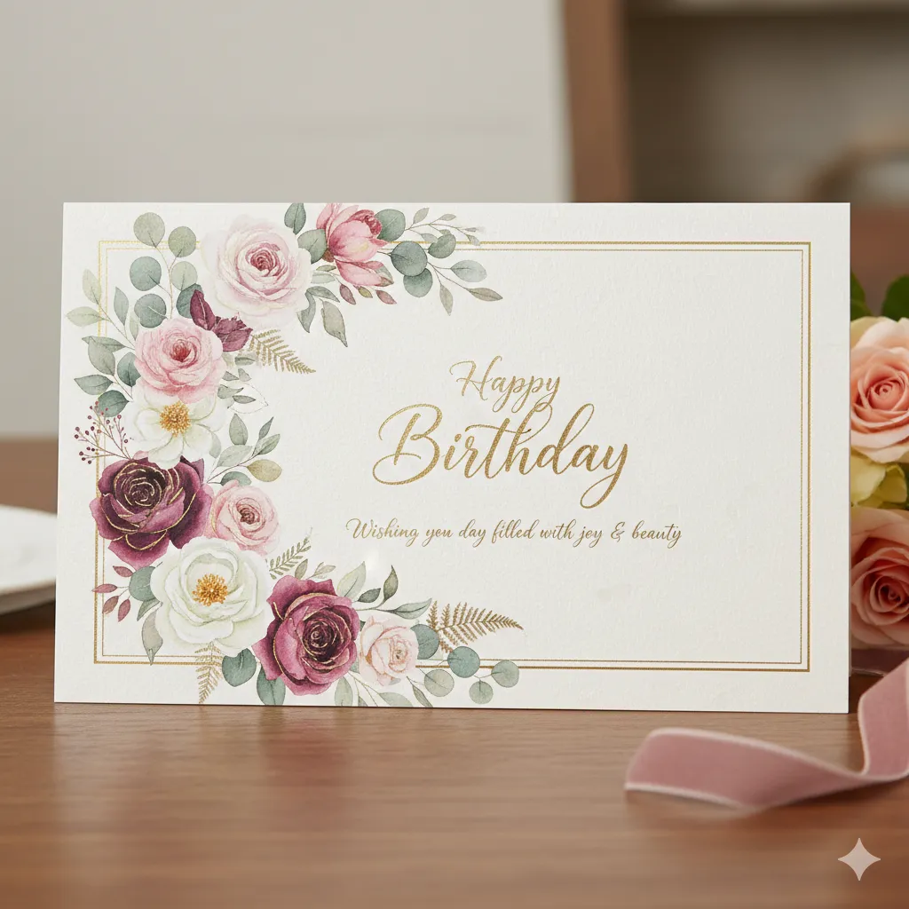 Elegant birthday card with floral design